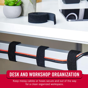 VELCRO Brand self-gripping straps organize tools and supplies indoors or outdoors.