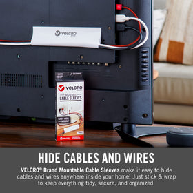 VELCRO Brand sleeve alongside kitchen appliance hiding power cord for a streamlined countertop