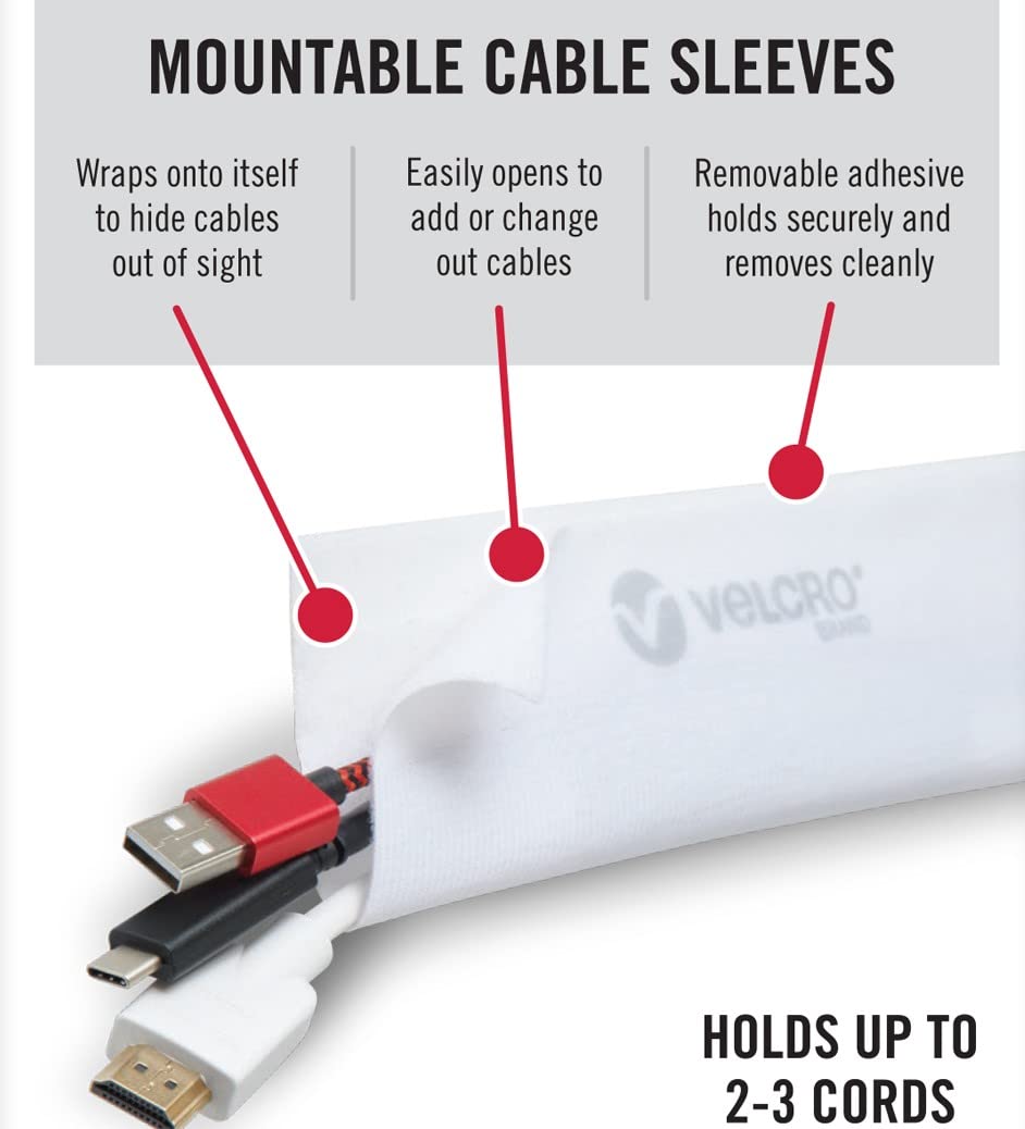 VELCRO Brand close-up of open slit showing easy cable insertion and fast access benefit