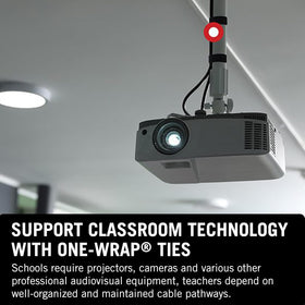 VELCRO Brand straps bundled around cables highlighting tidy cable management benefit