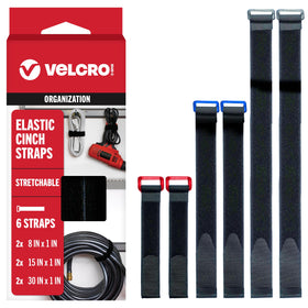 VELCRO Brand VEL-30794-AMS elastic cinch strap with buckle secures cords neatly.