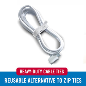 VELCRO Brand white cable ties tidying home office cords.
