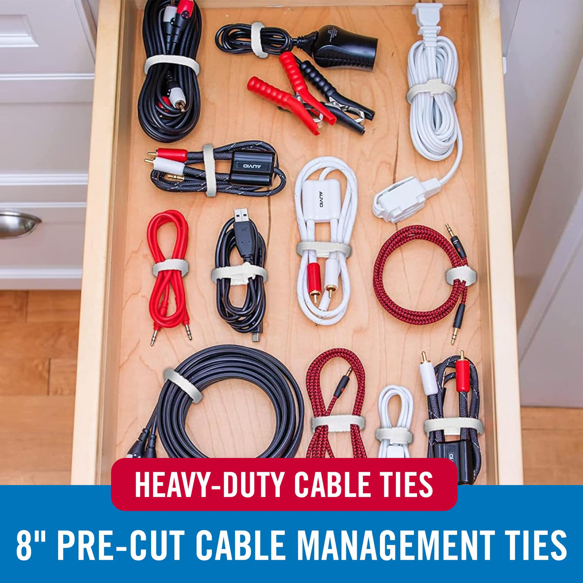 VELCRO Brand white cable ties enable waste-free reuse and quick reconfiguration.