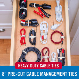 VELCRO Brand white cable ties enable waste-free reuse and quick reconfiguration.