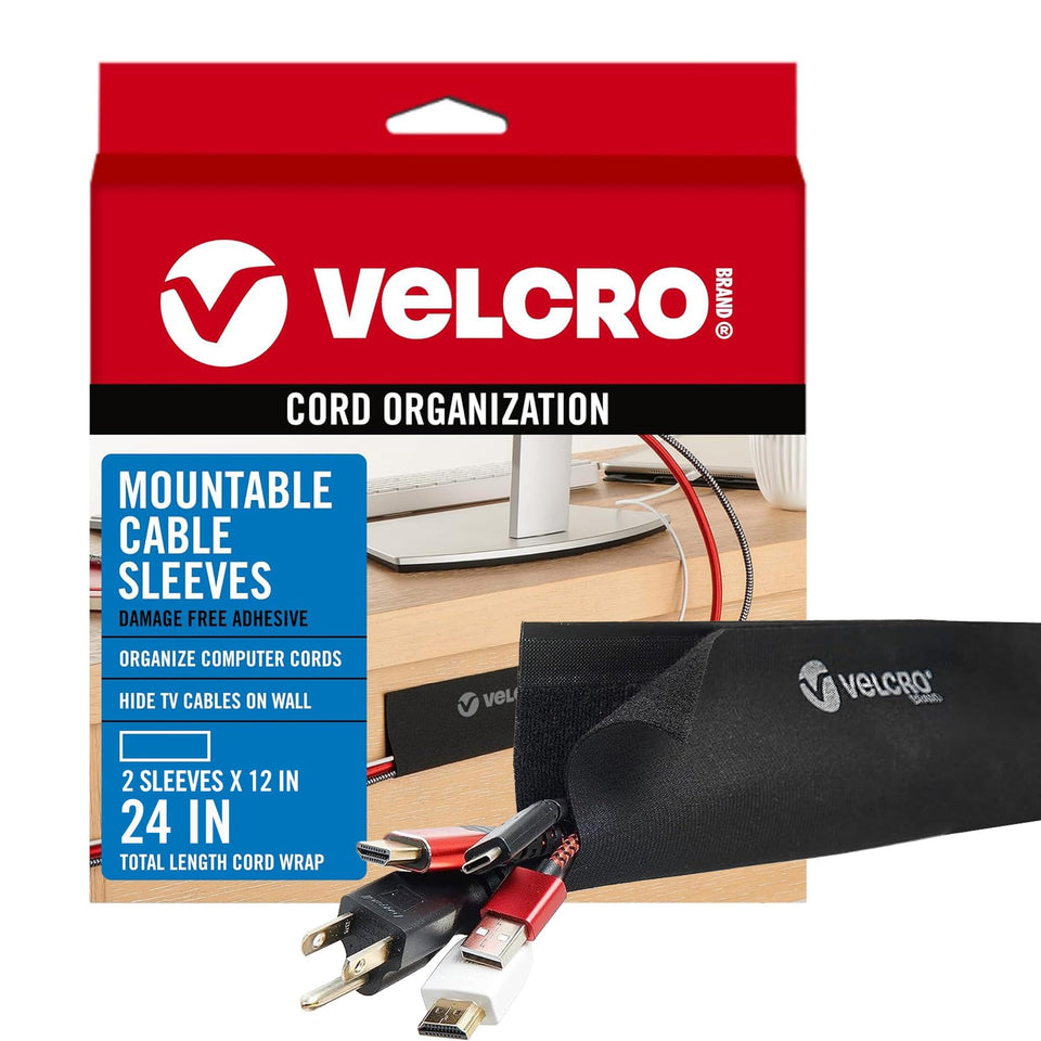 VELCRO Brand front packaging showing 12in 2 pack and tidy benefit
