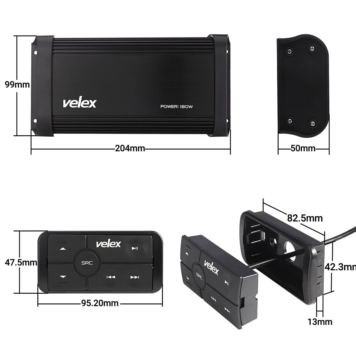 Velex marine 6.5-inch speakers pair designed for open-water listening