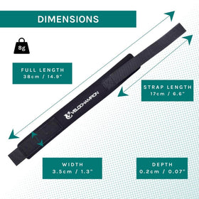 VeloChampion beside measuring tape showing adjustable length for proper fit