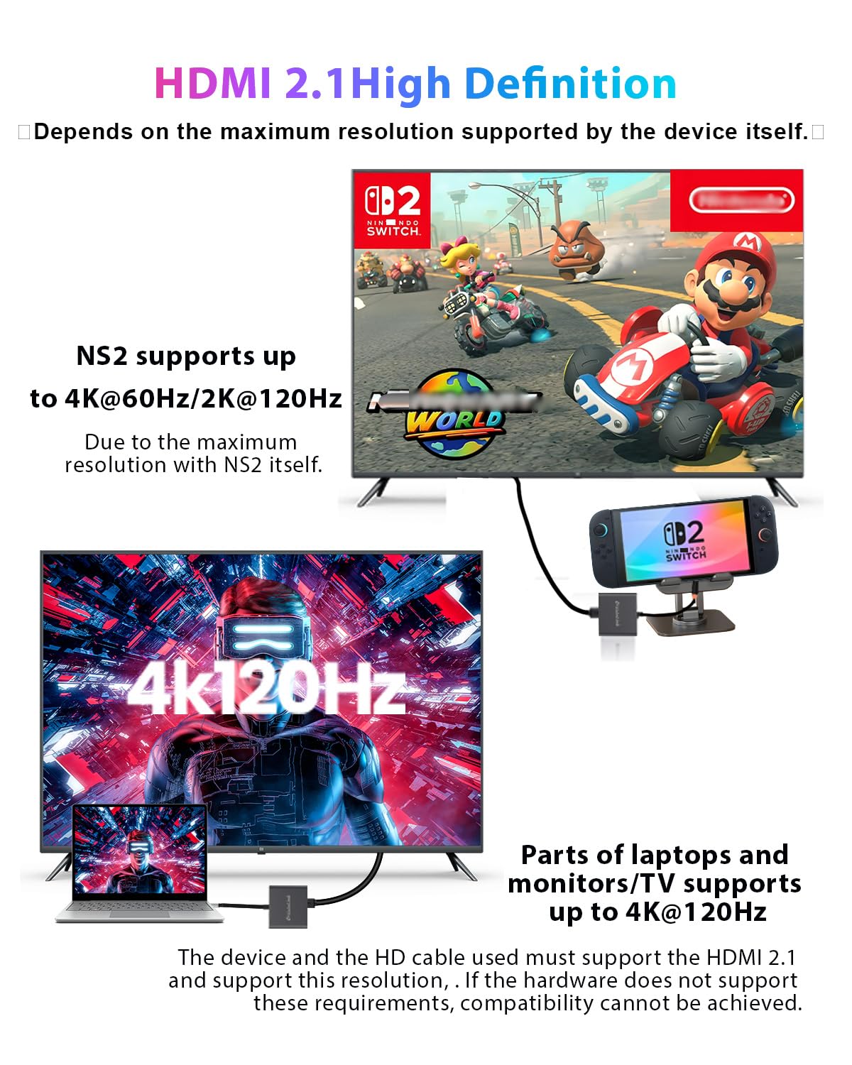 Velolink Switch 2 Dock USB-C PD port for charging while playing.