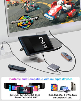 Velolink Switch Dock ports side showing HDMI, USB-C, and power input.