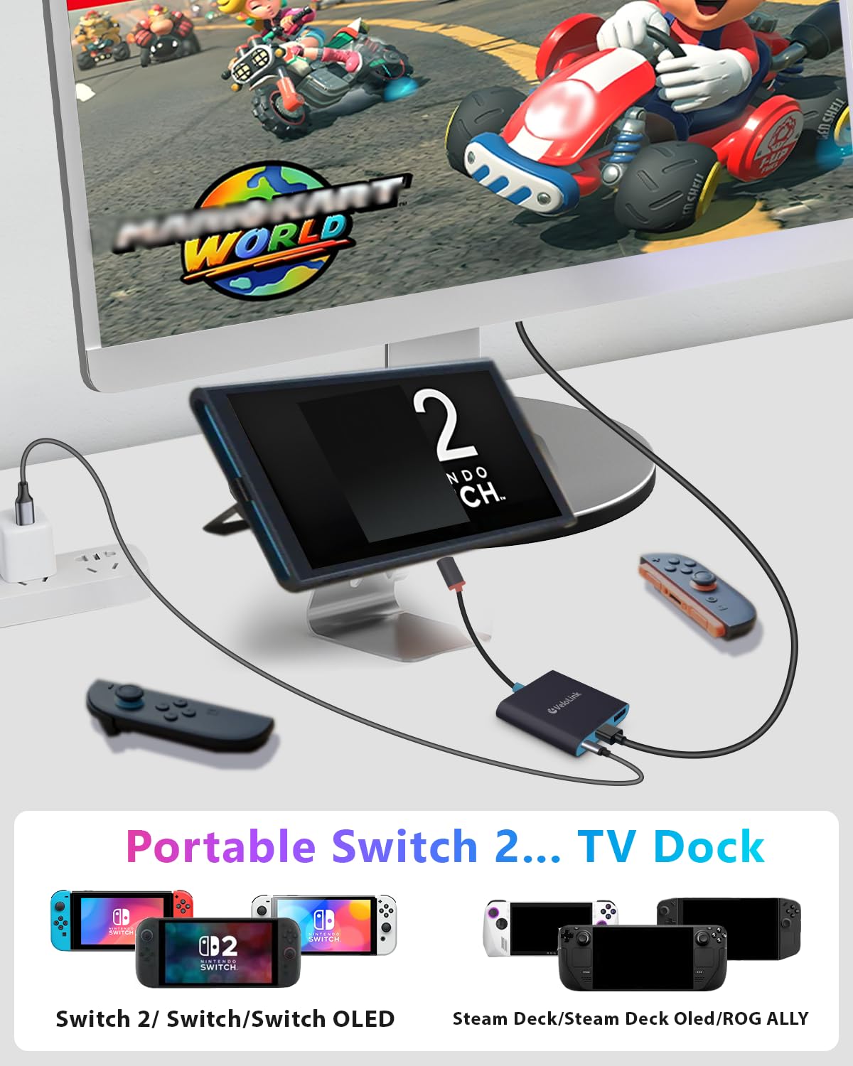 Velolink Switch 2 docking station for NS2 and portable gaming