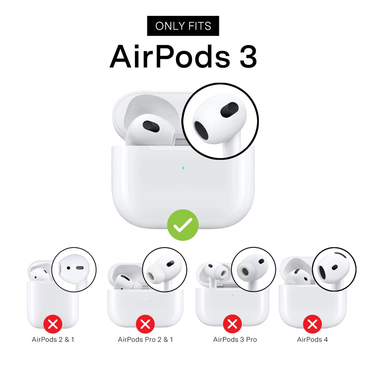 Velvet Caviar AirPods 3 case with keychain for easy clipping.