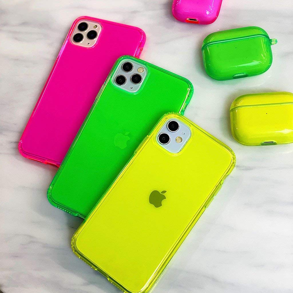 VELVET CAVIAR AirPods case neon orange open charging port for charging flexibility.