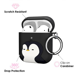 Velvet Caviar Pudgy Penguins AirPods case with built-in keychain clip.