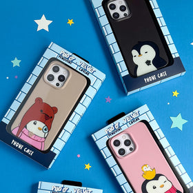 Velvet Caviar Pudgy Penguins AirPods case open shows easy charging access.