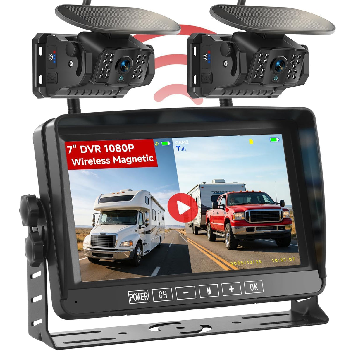 Venluna backup camera on trailer with magnetic mount for fast setup.