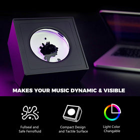 Venominbox ferrofluid RGB LED light creating colorful ambient desk illumination