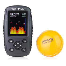 Venterior fish finder display shows depth, temperature, and fish activity at a glance.