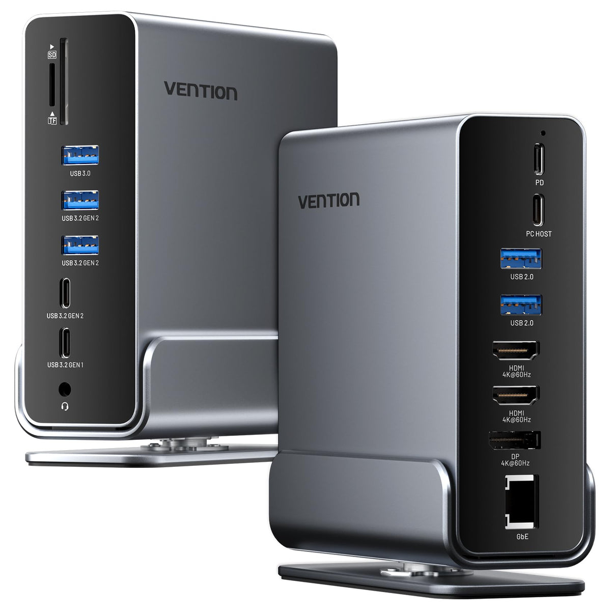VENTION 15-in-1 dock with front ports for easy daily connectivity.