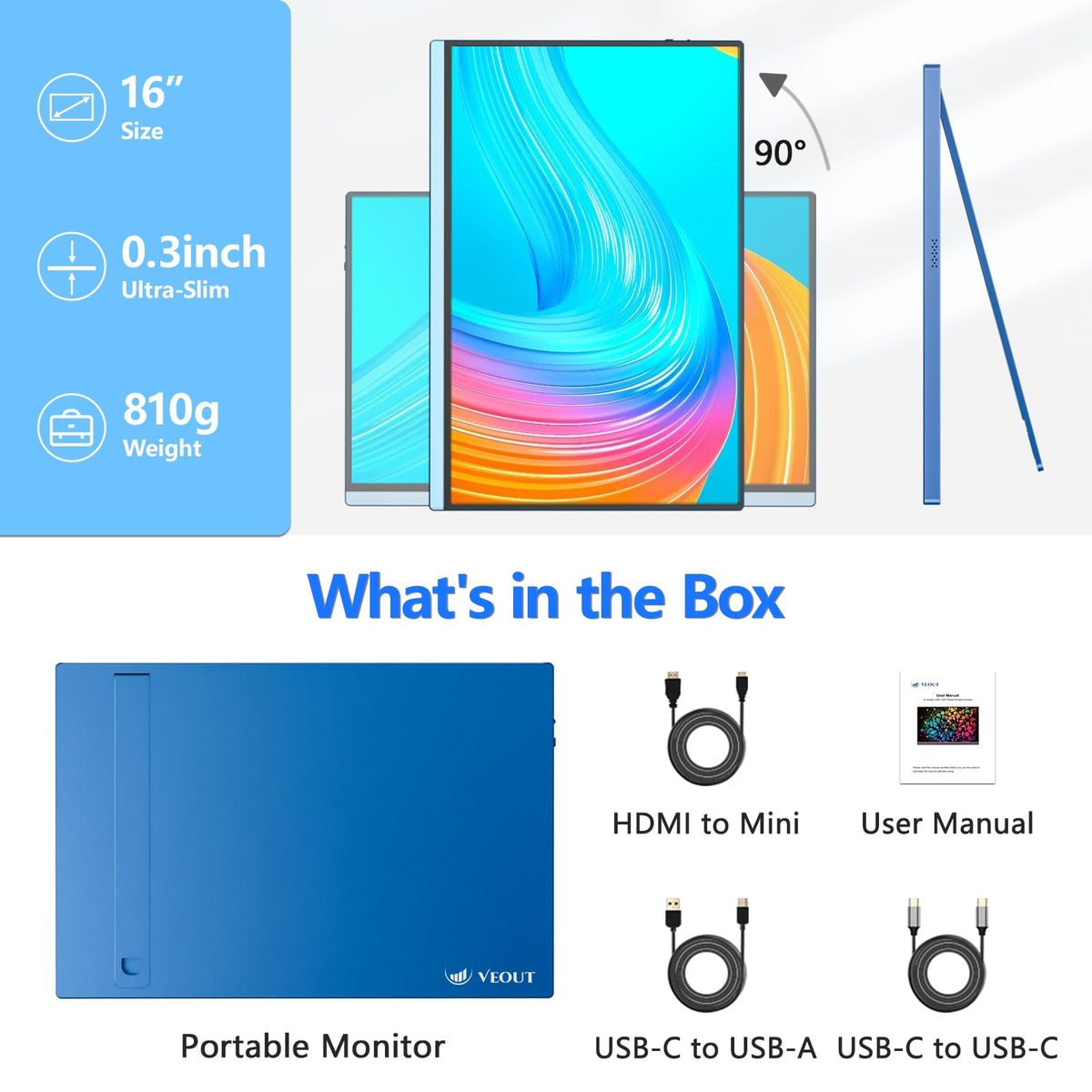 Veout compatibility with laptops and consoles via USB-C and Mini-HDMI for quick setup.