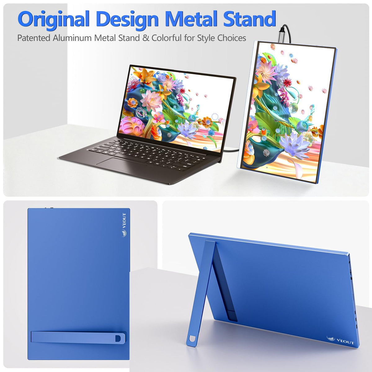 Veout ultra-slim monitor weighing 1.58 pounds fits in a backpack.