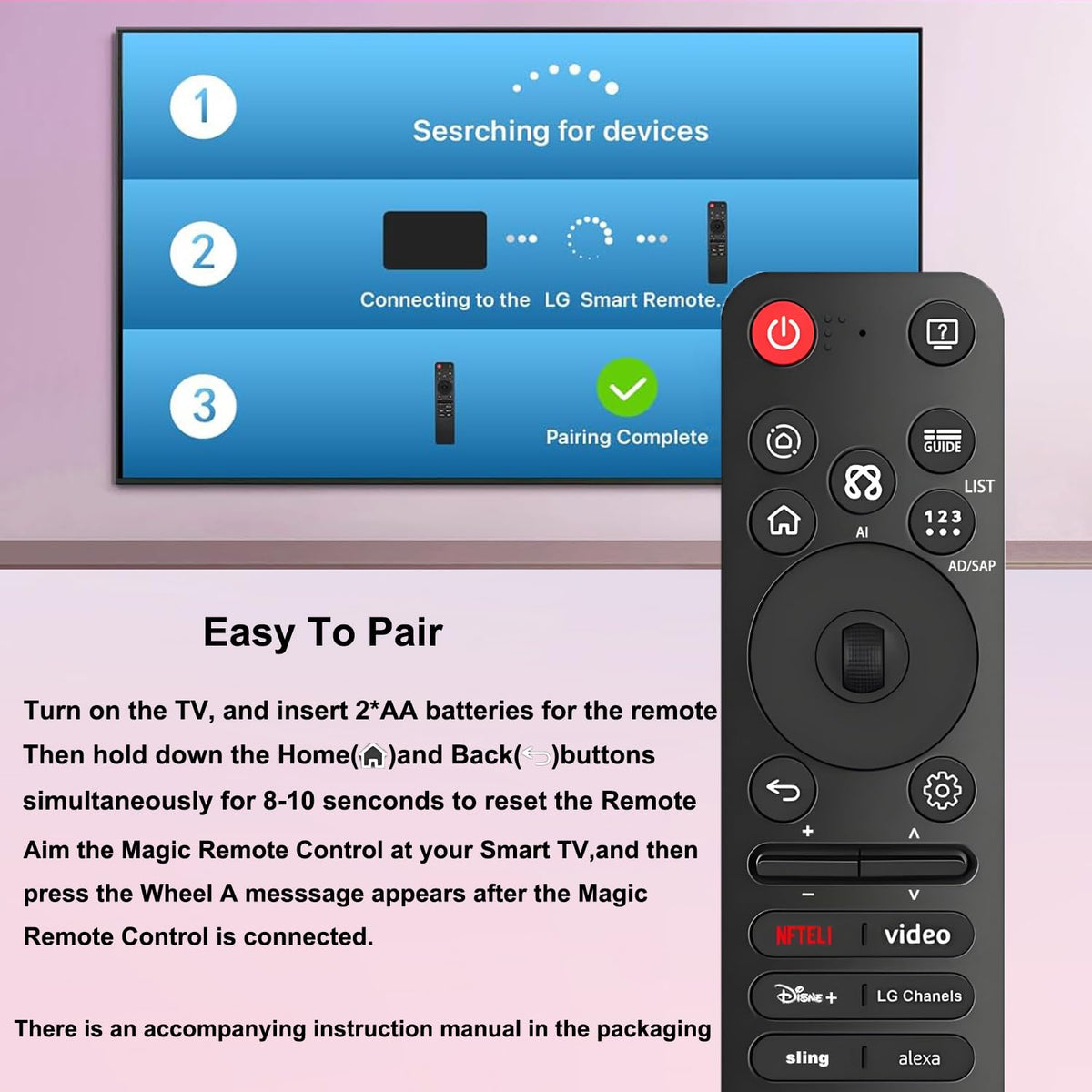 VEPRAG AI Voice Remote compatibility chart highlights supported LG models.