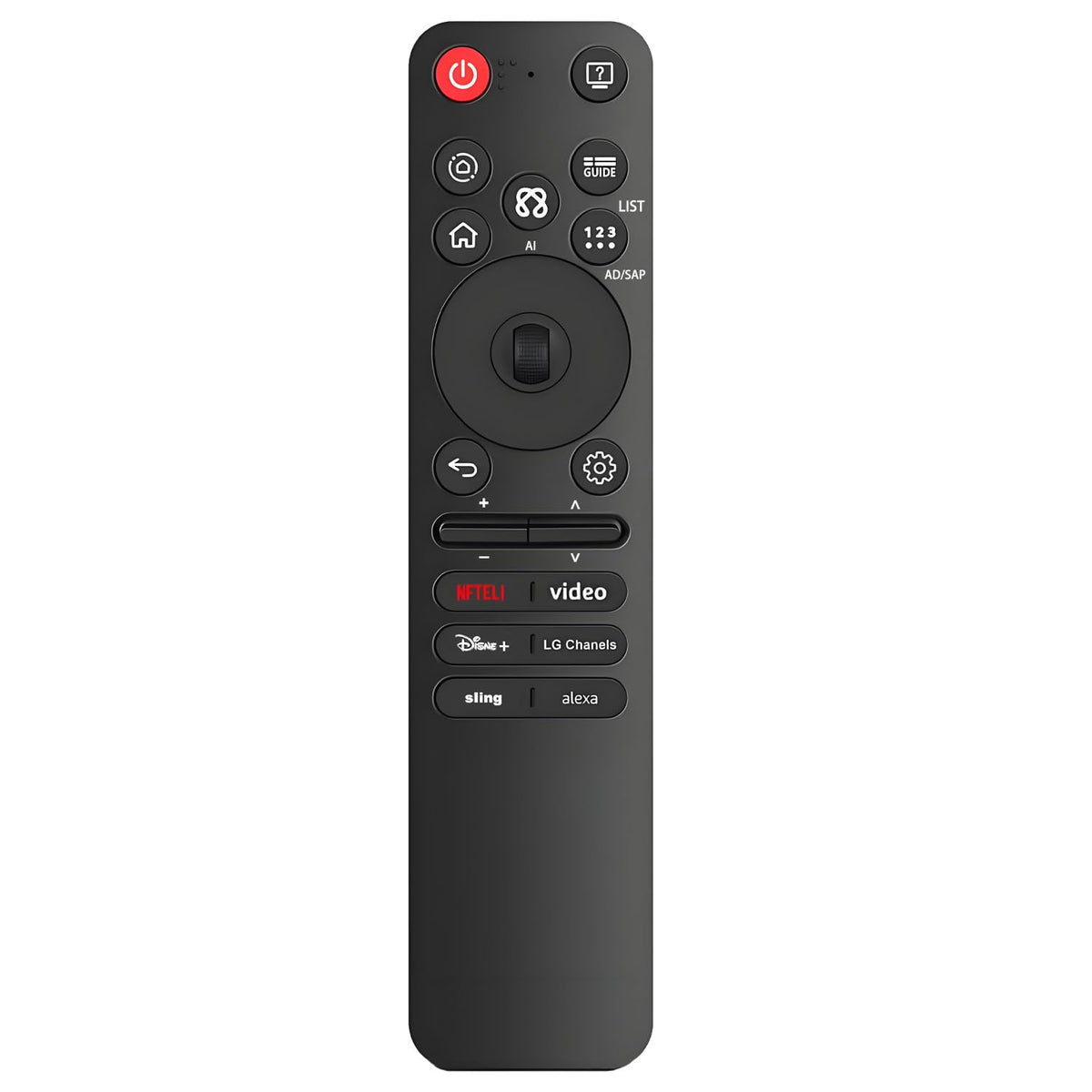 VEPRAG AI Voice Remote LG front view showing sleek design for quick control.