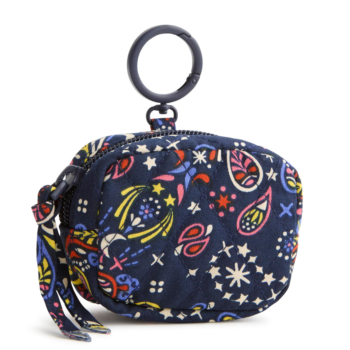 Vera Bradley earbud bag front view showing Starry Paisley pattern and easy access