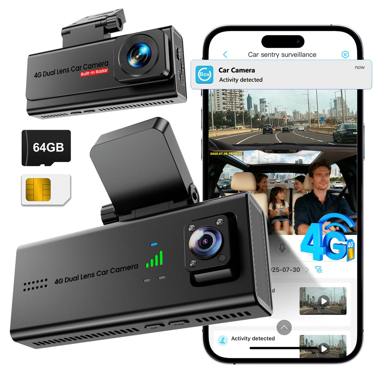 Veralyxa 4G dash cam front camera in 2K for real-time road evidence.