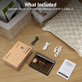 VERAVOXES on a table with cassette and mug, evoking cozy listening moments