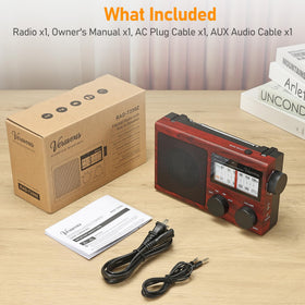 Veravoxes radio in red oak wood grain blends with classic interiors.