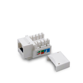 Verbex Cat6 keystone jack front view showing RJ45 port and clean profile for reliable connections