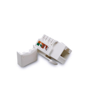 Verbex keystone jack with terminated Cat6 cable demonstrating easy punchdown and secure termination