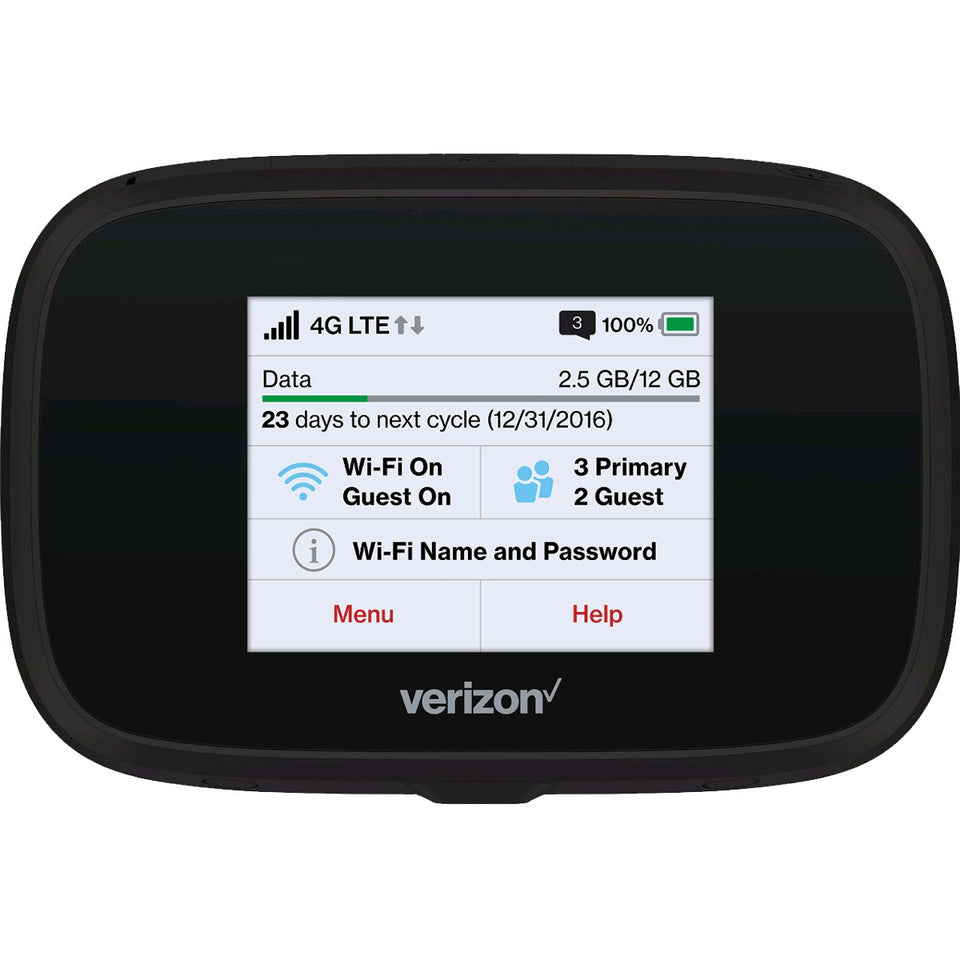 Verizon MiFi7730L-D Jetpack front view, compact hotspot for on-the-go connectivity.