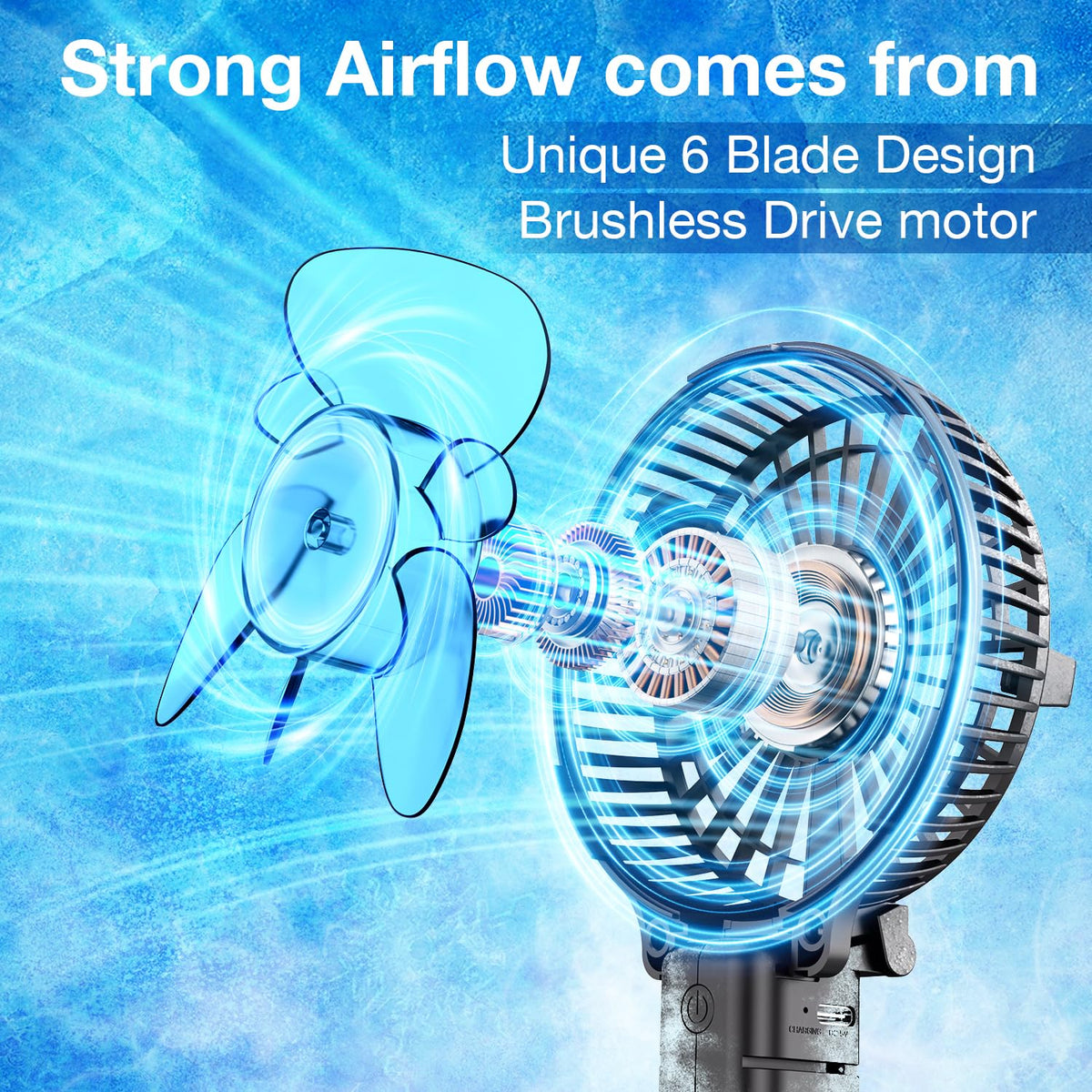 VersionTECH handheld fan with three speed levels for versatile cooling