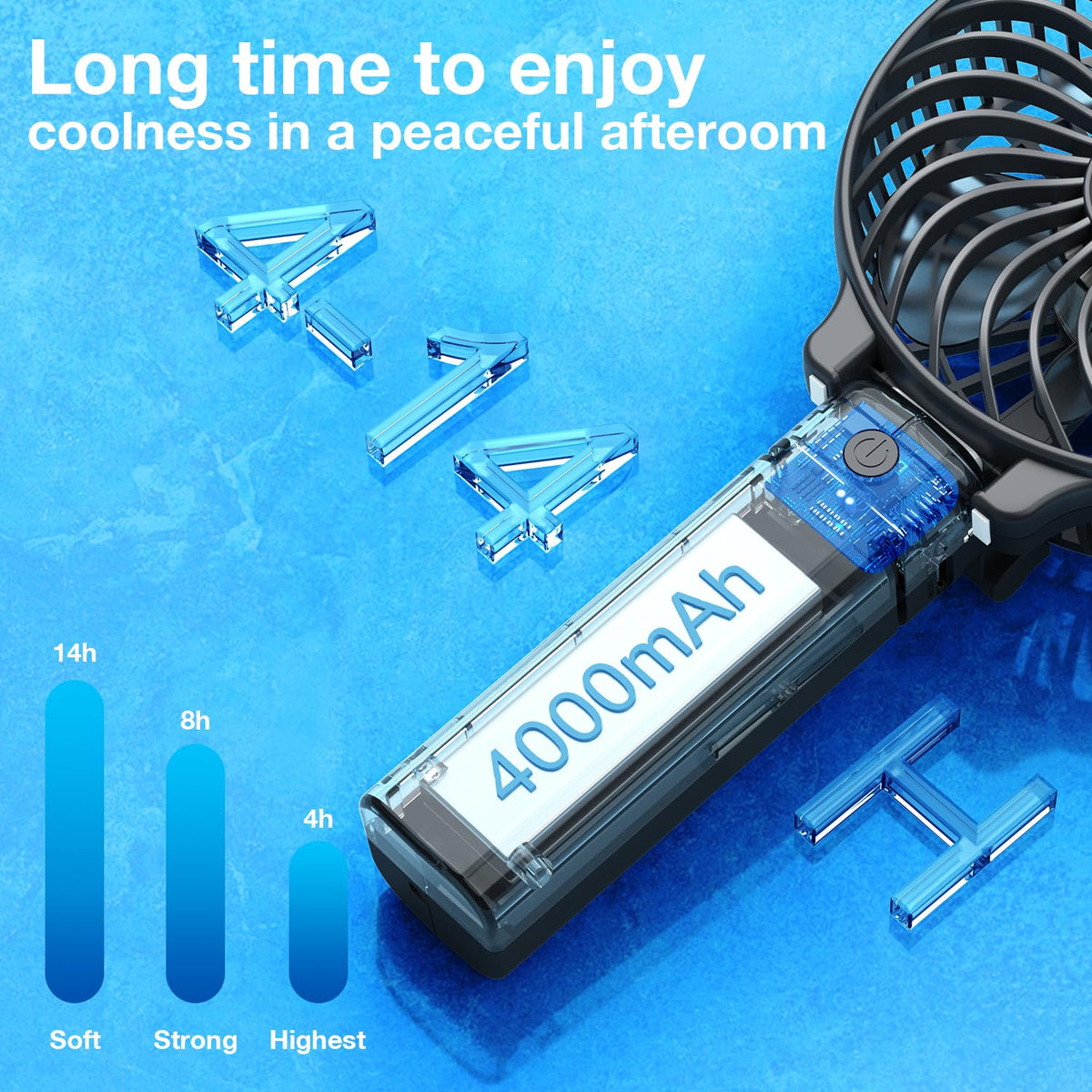 VersionTECH portable fan on table with clip and hanging options