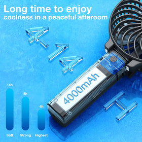 VersionTECH portable fan on table with clip and hanging options