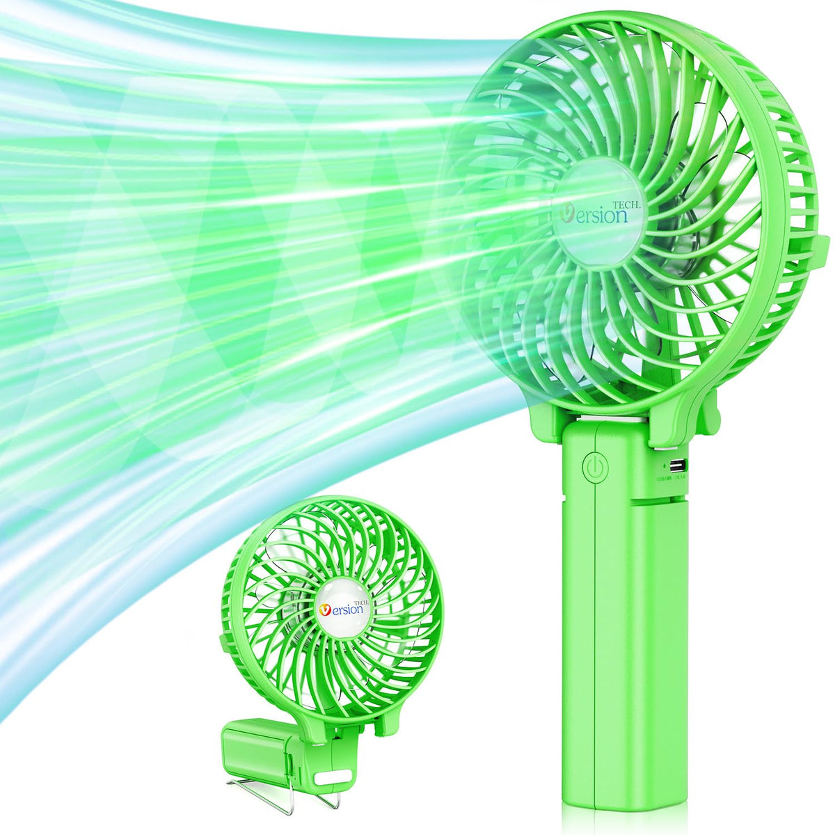 VersionTECH portable fan folded 180-degree for desk or travel