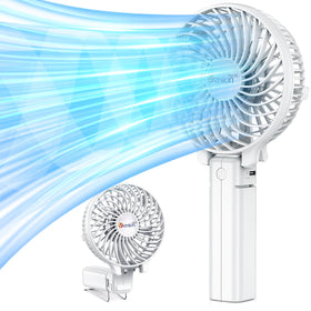 VersionTECH portable handheld fan front view showing compact form and strong cooling.