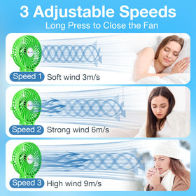VersionTECH fan on table and in hand for personal cooling