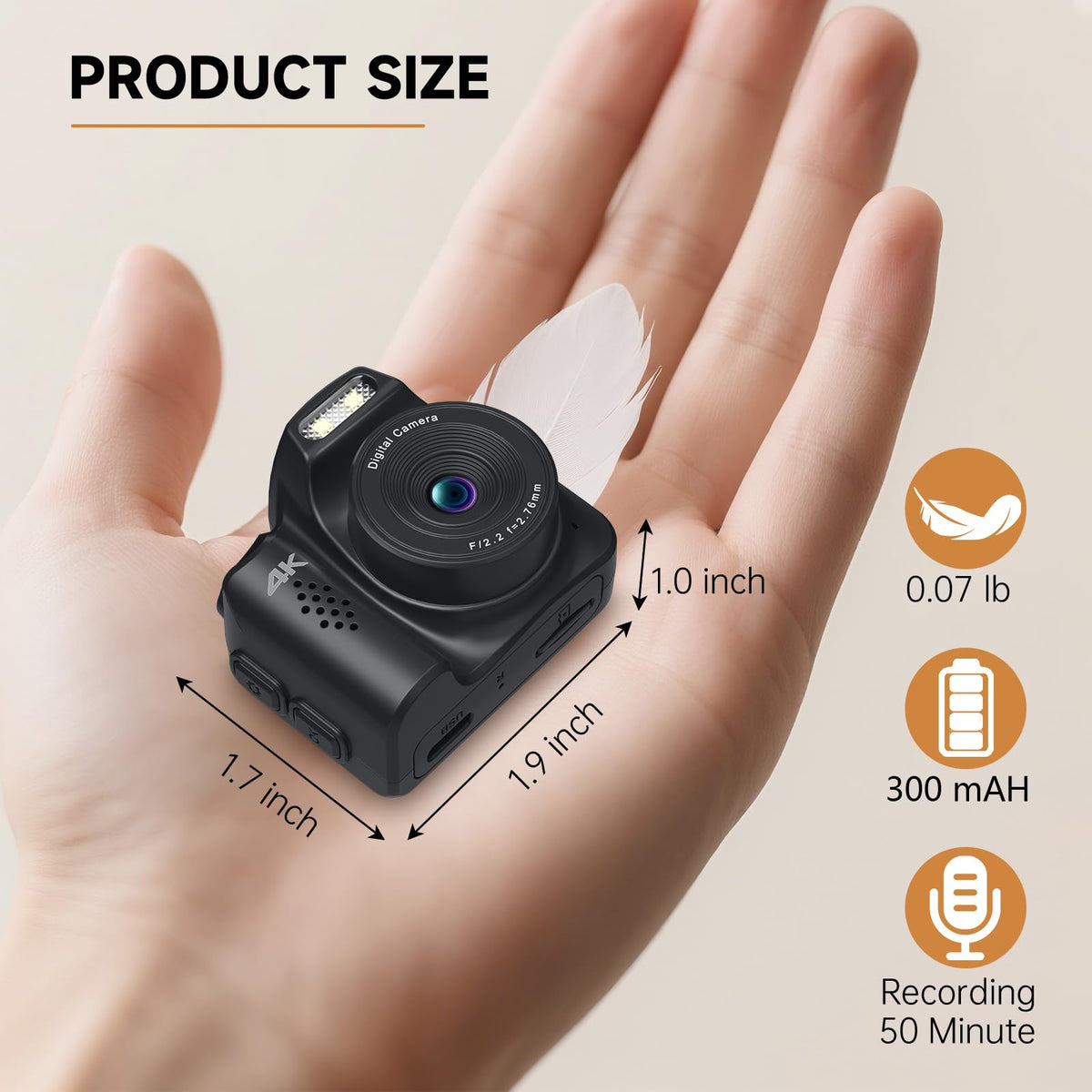 VETEK lens and built-in LED flash highlighting low-light help