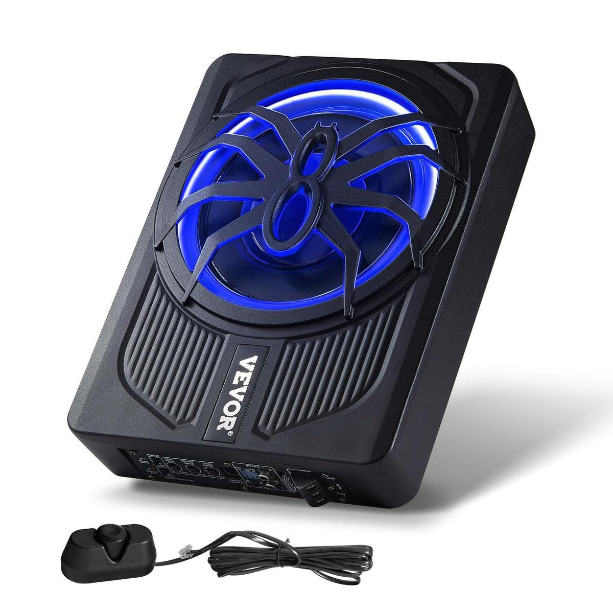 VEVOR 10-inch underseat subwoofer with slim profile for space-saving car audio
