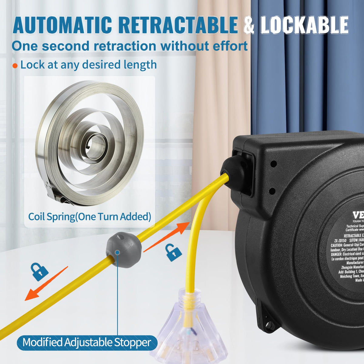VEVOR 180-degree swivel bracket enables flexible ceiling or wall mounting.