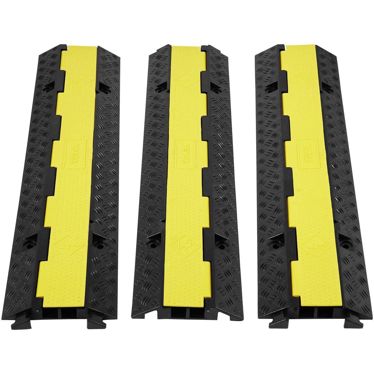 VEVOR 3pc 2-channel cable protector ramp protecting cables and hoses outdoors.