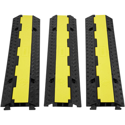VEVOR 3pc 2-channel cable protector ramp protecting cables and hoses outdoors.