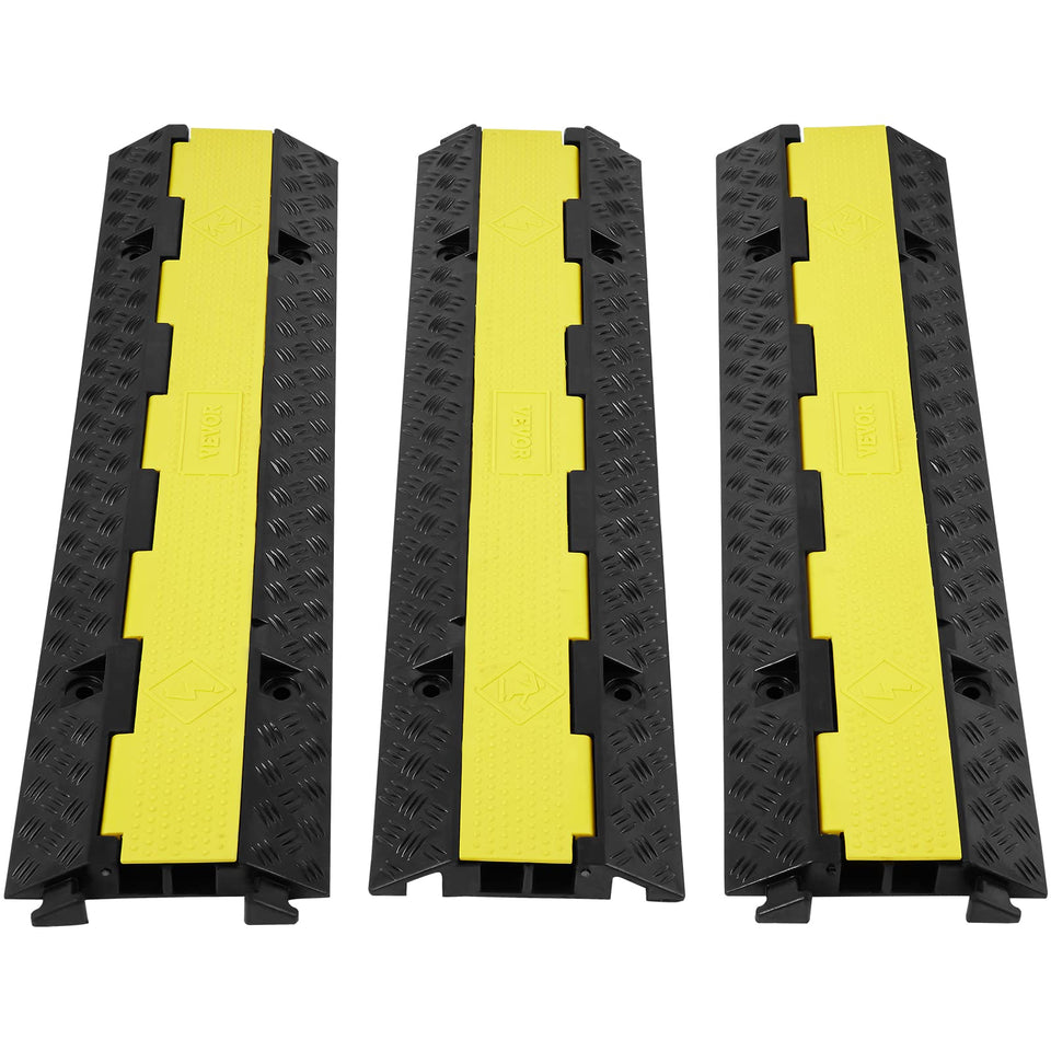 VEVOR 3pc 2-channel cable protector ramp protecting cables and hoses outdoors.