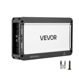 VEVOR 4-channel car amplifier front view for easy dash mounting.