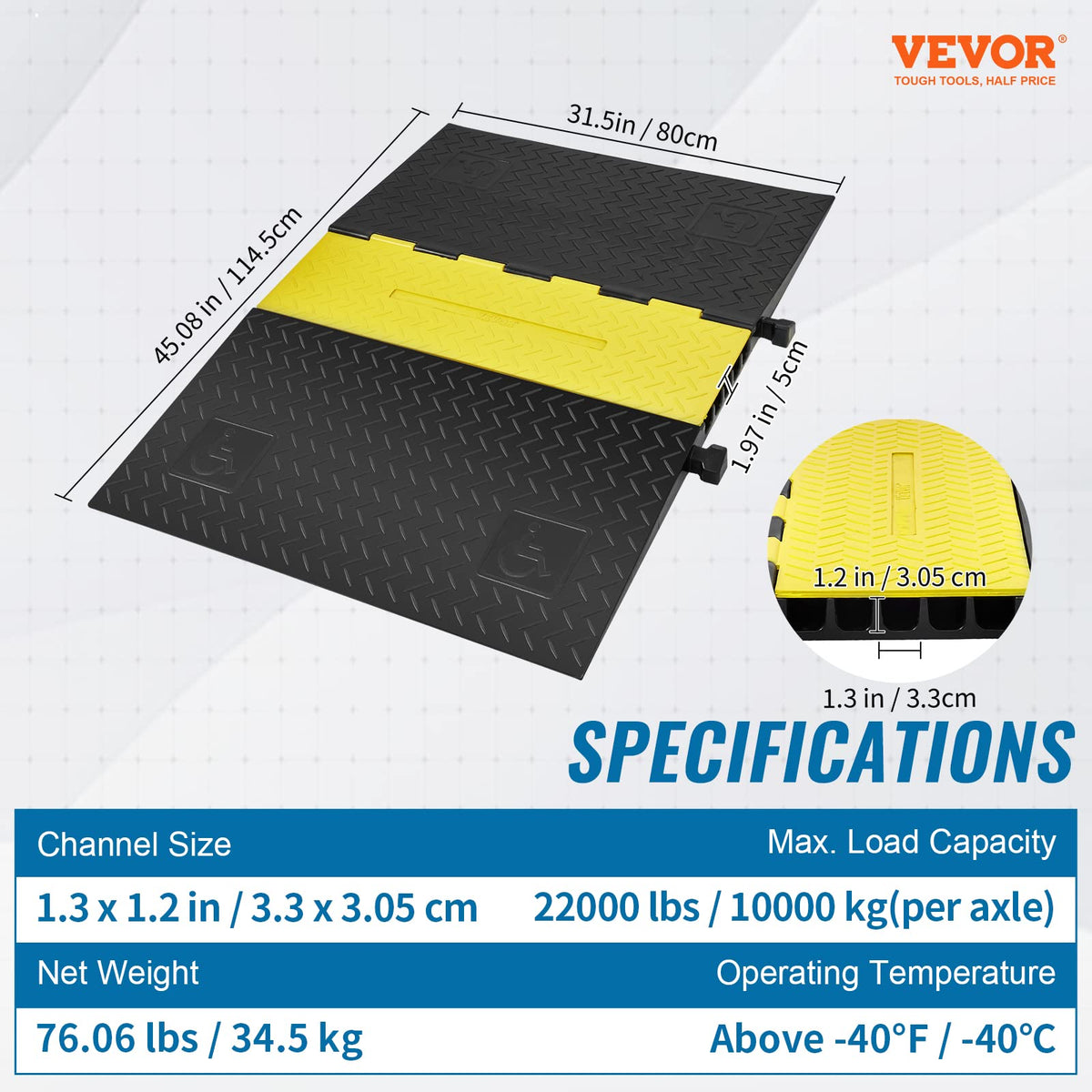 VEVOR 22,000 lbs axle capacity illustration on ramp