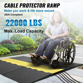 VEVOR 5-channel rubber cable protector ramp side profile highlights rugged construction