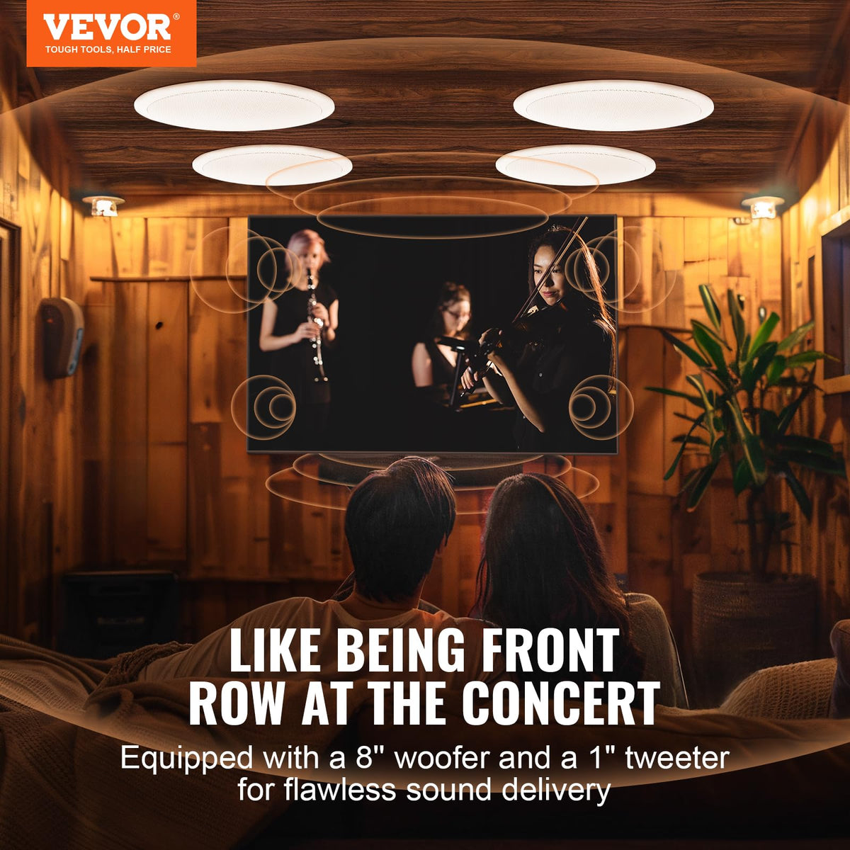 VEVOR 8-inch ceiling speaker tweeter for crisp highs and clarity.