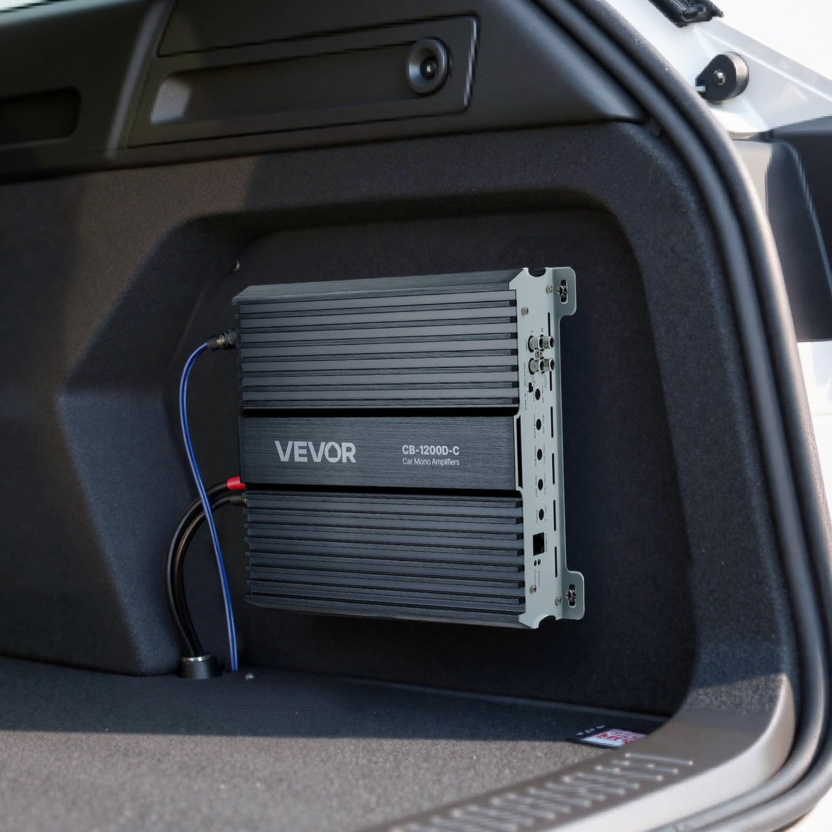 VEVOR 1200W mono amp DIY installation ready in compact car